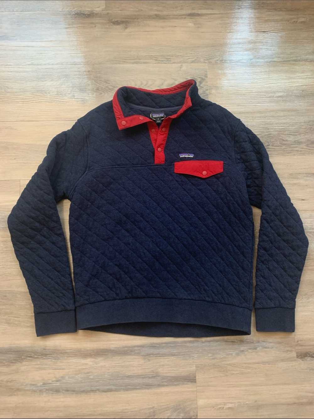 Patagonia Men's Organic Cotton Quilted Snap-T Pullover in Navy Blue Size M